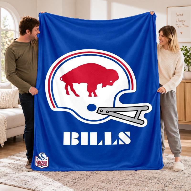 Flannel Fleece Blanket with Buffalo Bills Design, Soft Lightweight Throw for Bed Sofa Travel