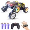 Машинка с дистанционным управлением, 2,4 ГГц электрическая гоночная машина для трюков с подсветкой и музыкой, двухсторонняя