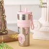 Vintage Titanium Thermal Coffee Mug with Straw