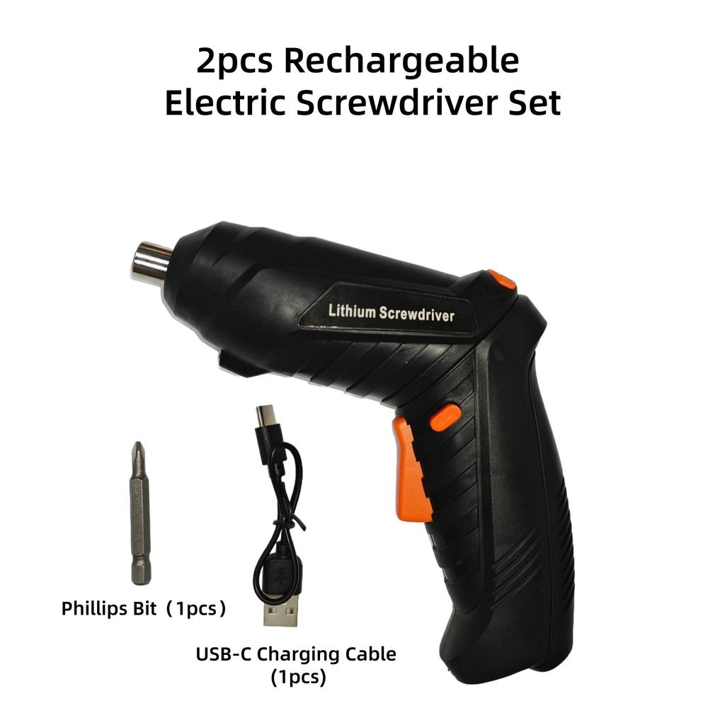 47pcs Rechargeable Electric Screwdriver Set USB Charging Cable, Carrying Case Household Handheld Lithium Cordless Screwdriver Set
