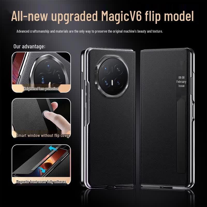 KOOLIFE Оригинальный кожаный чехол-книжка с окном для Honor Magic V6
