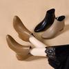 New Women's Leather Ankle Boots-Low Heel Booties with Zipper, Soft Sole Comfortable Boots for Mothers, Fall/Winter Shoes