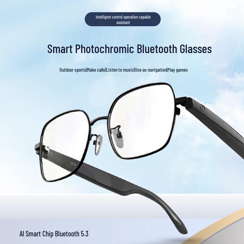 GS11 Bluetooth Smart Glasses with Magnetic Color-Changing Lenses, Punk Metal Double Bridge, Ideal for Outdoor Driving