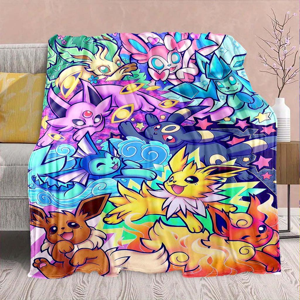 Pokémon Anime Flannel Blanket - Soft Warm Perfect for Sofa, Bedding Camping Travel Office Home Decor -QJY