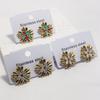 French Retro Irregular Stainless Steel Floral Texture Stud Earrings – Vintage Luxury Women's Multicolored Earrings