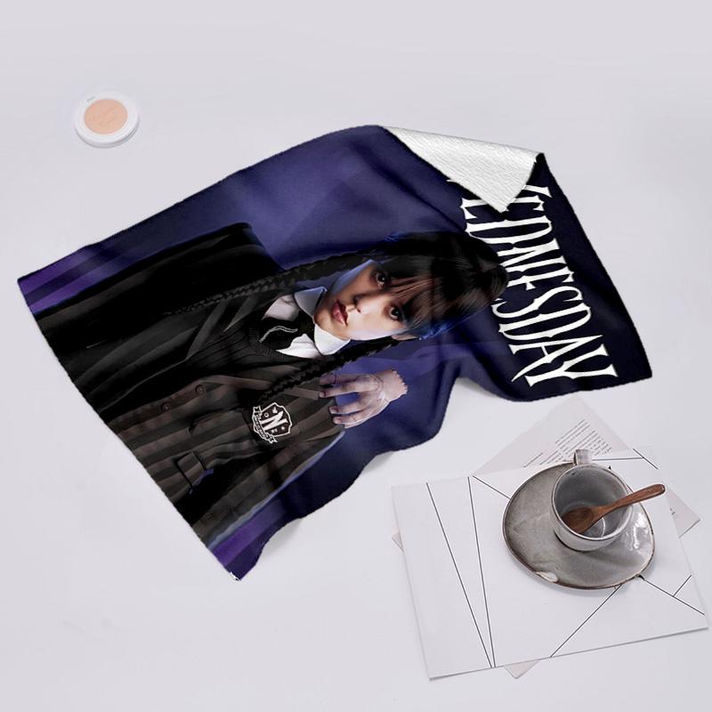 proof beach towel with Wednesday Addams pattern - soft,absorbent,quick-drying,machine washable - perfect for swimming,camping,bathing