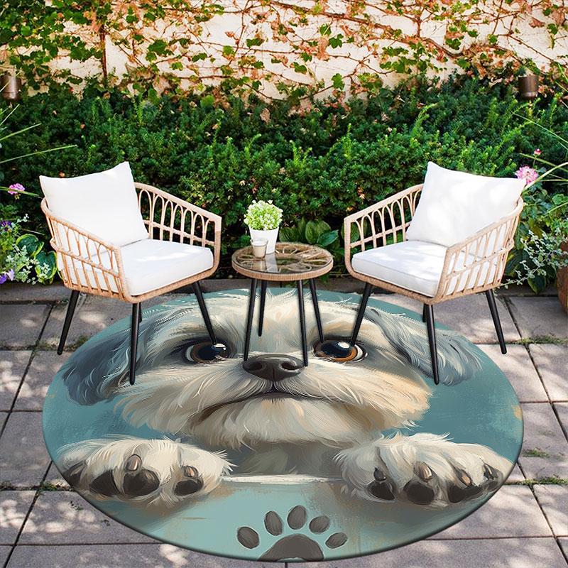 Shih Tzu pattern round rug,Carpet Rug for Living Room Bedroom Playroom ,Non-slip Floor Mat,Holiday Gifts and Birthday Gifts.