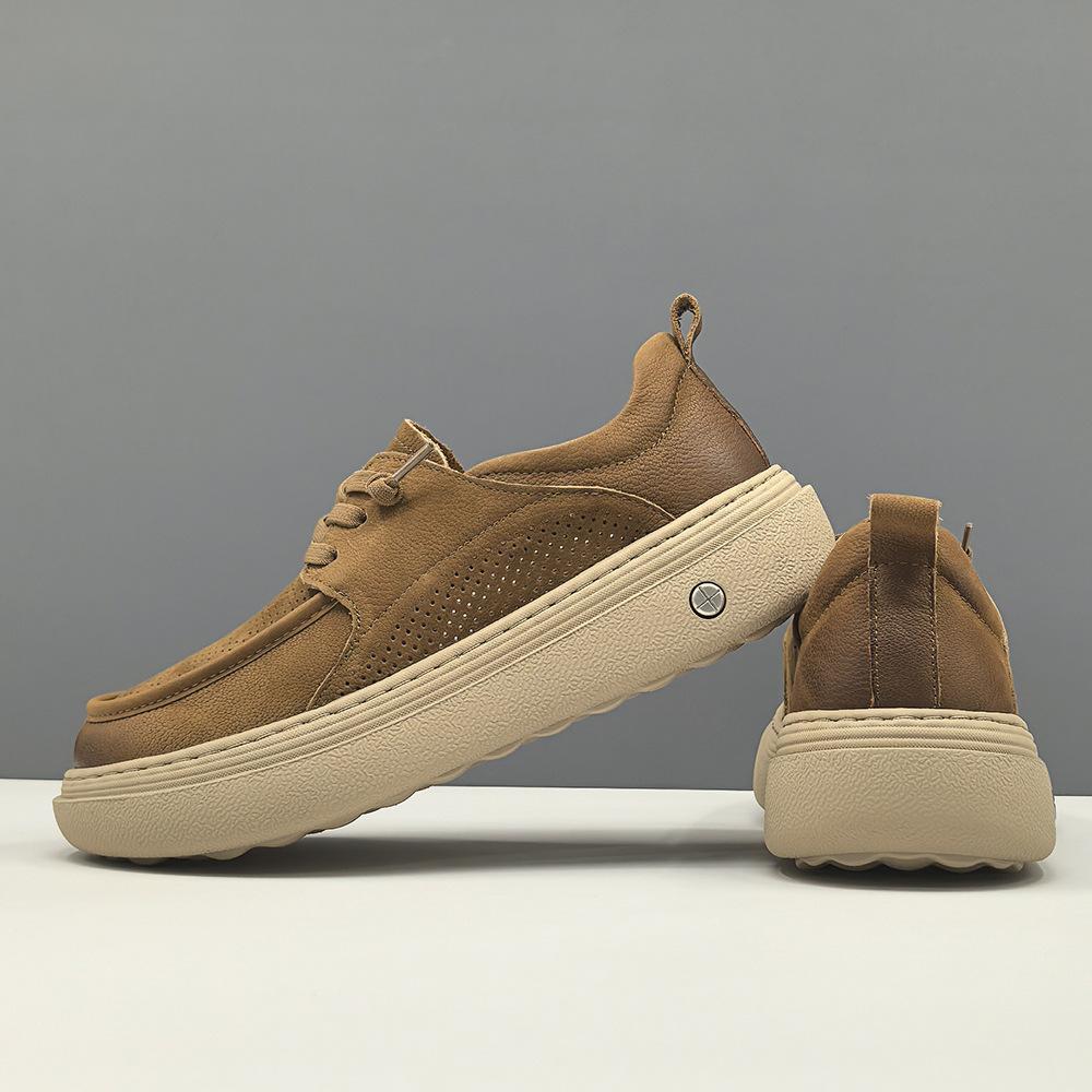 Raw sports board shoes trendy shoes leather niche summer hollow breathable casual shoes