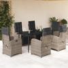 VidaXL Garden Dining Set with Cushions 7 Pcs, Table and Chairs with Adjustable Backrest and Footrest 3212560