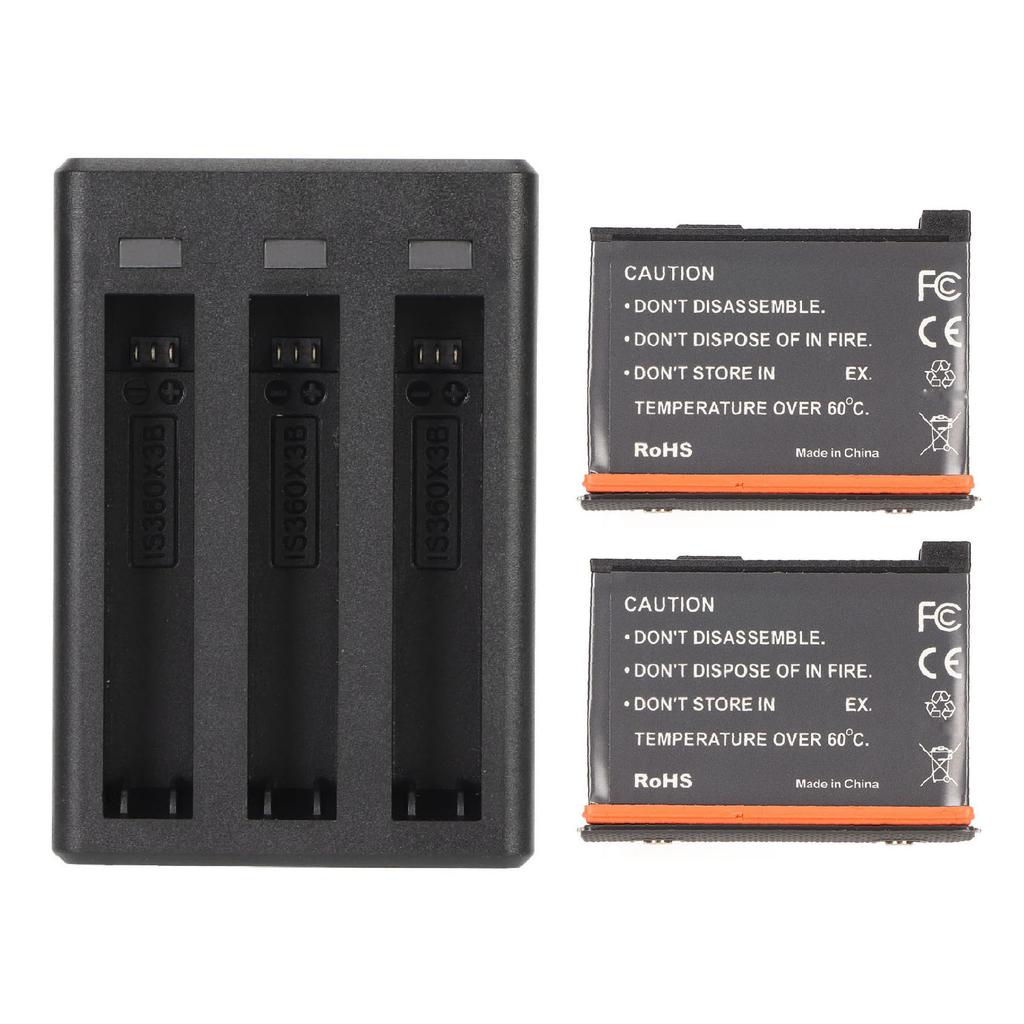 Action Camera Battery Charger 3 Slots Charger for Insta 360 X3 with Type C Charge Cable and Replacement Batteries