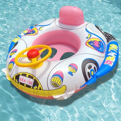 Надувное сиденье с рулем, надувной круг для плавания, игрушка, ПВХ, мультяшный автомобиль, гудок, надувная лодка, аксессуары для бассейна для детей