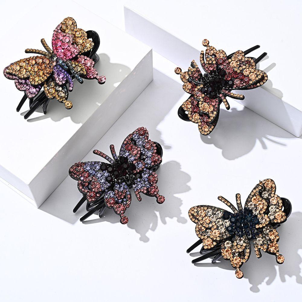 Lady Rhinestone Butterfly Korean Style Hair Clip Duckbill Clip Women Hair Claw Hair Accessories