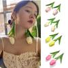 Multicolor Drop Earrings Simulation Flower Tulip Flowers Earring Fashion Long Earrings  Ladies