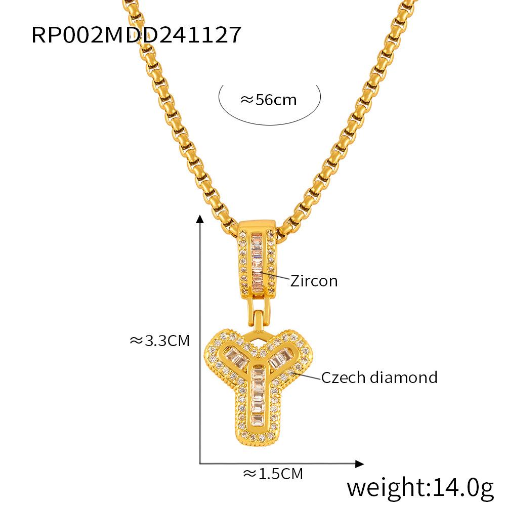 Fashionable New Zircon Letter Pendant Necklace 26 A-Z Initials for Names Color-Retaining, In-Stock