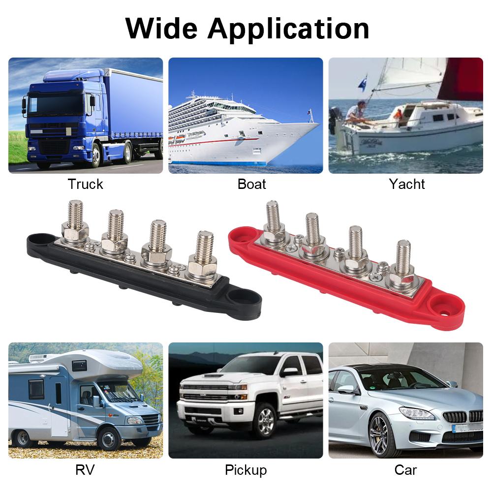 Caravan RV Power Distribution Block 4 Ways 48V 250A DC Bus Bar Electro Junction For Boat Truck Car Accessories M8 M10 StudsGood product