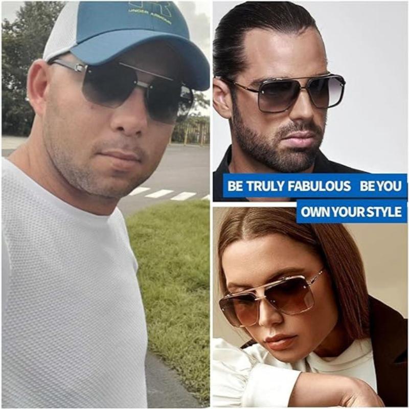 Модные мужские солнцезащитные очки с двойными мостиками, женские квадратные солнцезащитные очки в полурамке, уличные солнцезащитные очки UV400, модные очки для вождения, очки