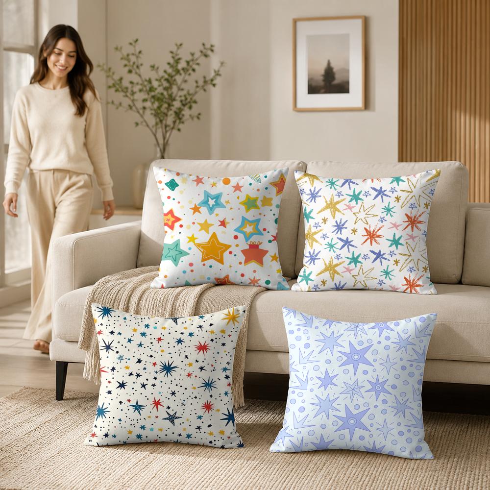 Star Speckled Pattern Cushion Cover Silky Short Plush Invisible Zipper Dustproof Sofa Pillow Case For Home Decor