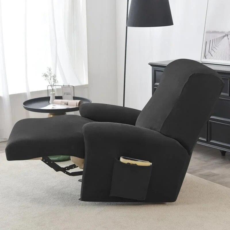 Solid Velvet Recliner Armchair Cover Non Slip Lazy Boy Single Sofa Covers Elastic Soft All-inclusive Couch Slipcover Living Room