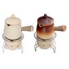 Ceramic Teapot and Stove Porcelain Tea Pot with Mesh and Rack Tea Maker with Side Handle for Restaurant Home Camping Hotel