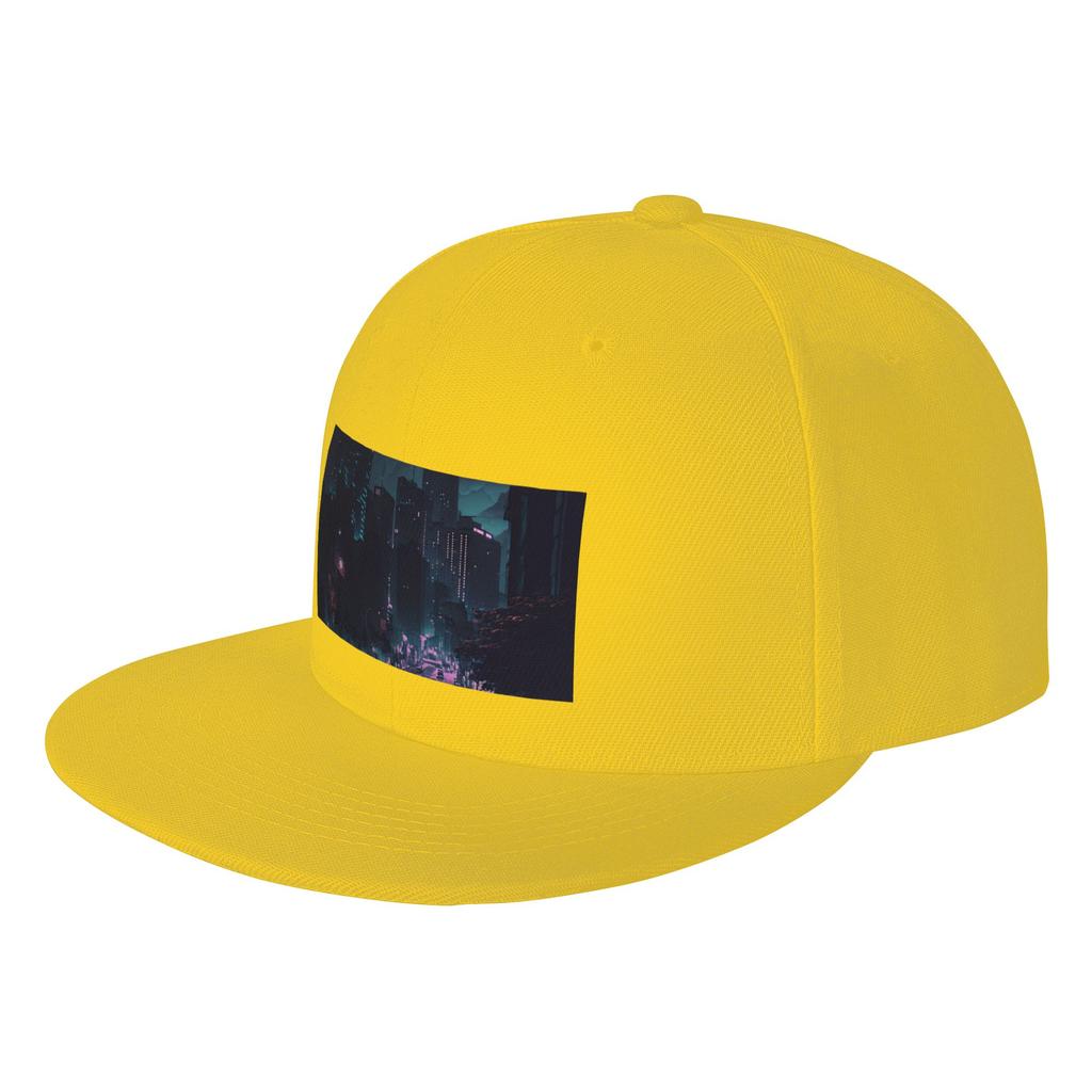 Fashion City at night Flat Brim Sun Hat  American Retro Unisex Hat