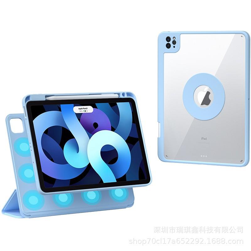 IPad Pro 12.9 Case Air 5 Rotating Magnetic Clear Cover With Pencil Holder Protective Leather