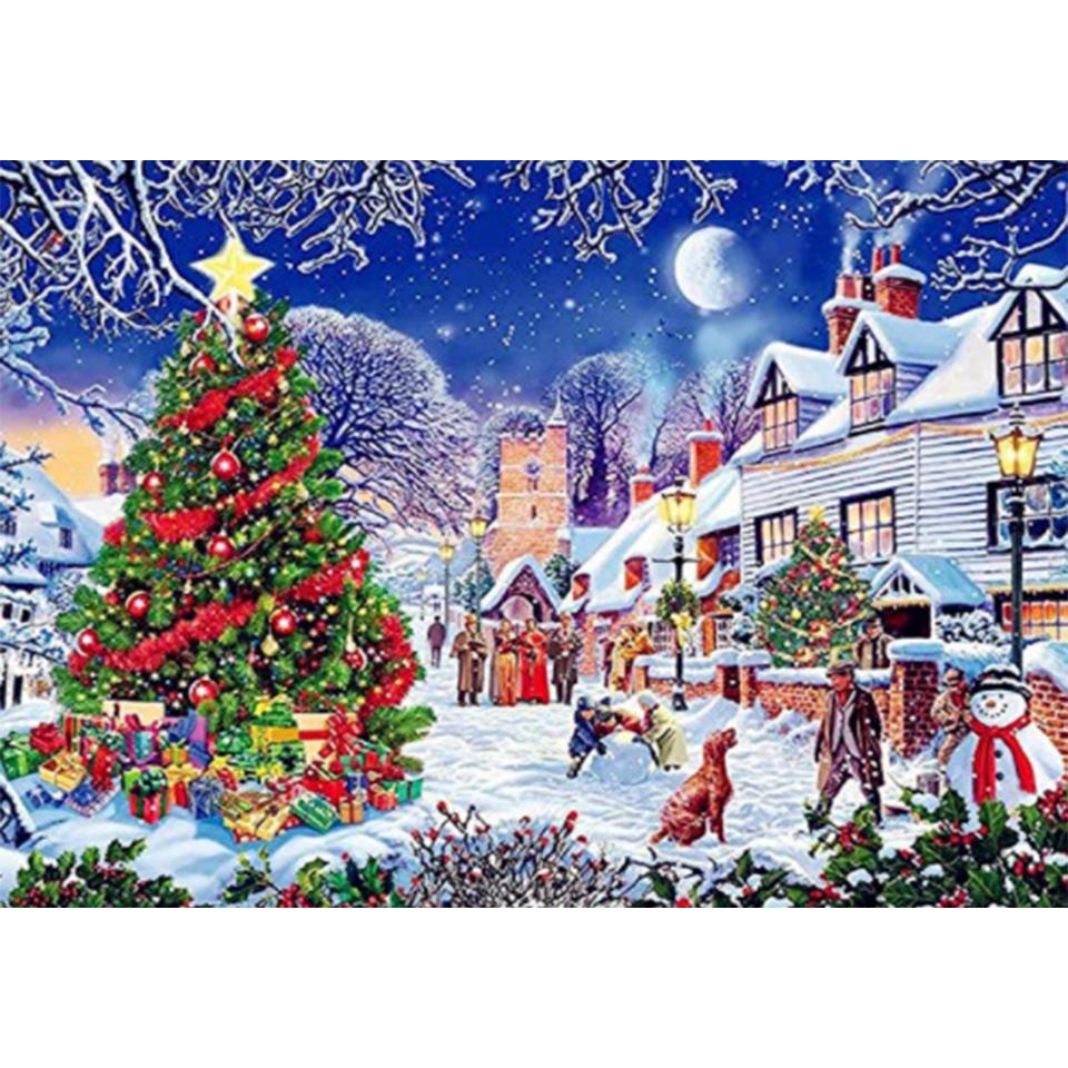 Christmas 5D DIY Diamond Painting Landscape Rhinestone Picture Cross Stitch Kit Full Diamond Embroidery Mosaic Home Decoration