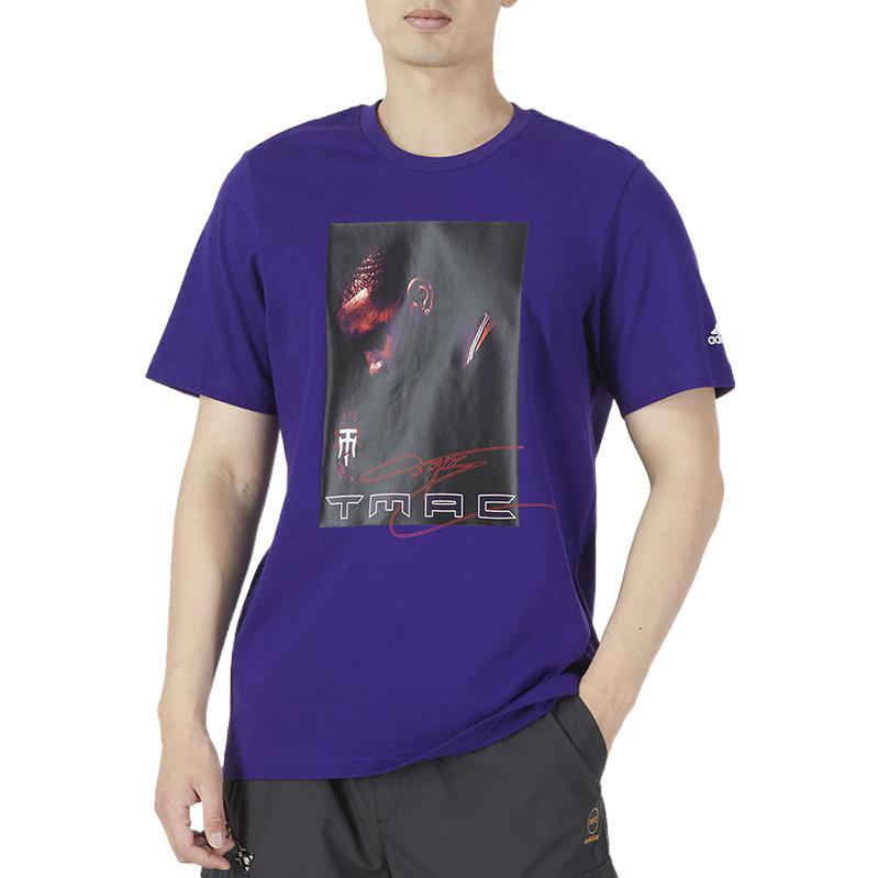 adidas Tmac 25th Anniversary Character Print Round Neck T Shirt Men Tops Blue HS8516