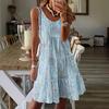 Women's Spring and Summer Casual Fashion Floral Print Loose Round Neck Sleeveless Bobbin Mid-length Dresses
