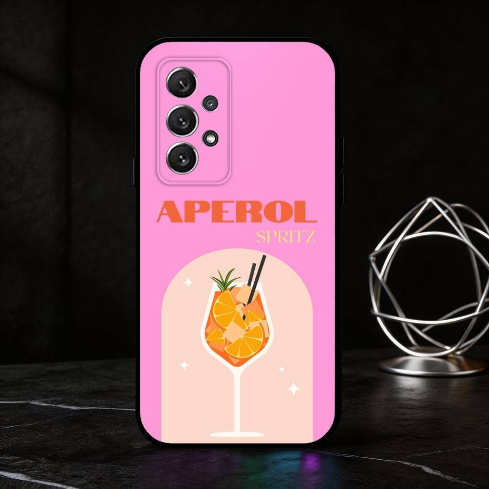 Чехол для телефона A-Aperol Spritz для Samsung S25,24,21,22,23,30,Ultra,20,Plus,Fe,Lite,Note Мягкий черный чехол