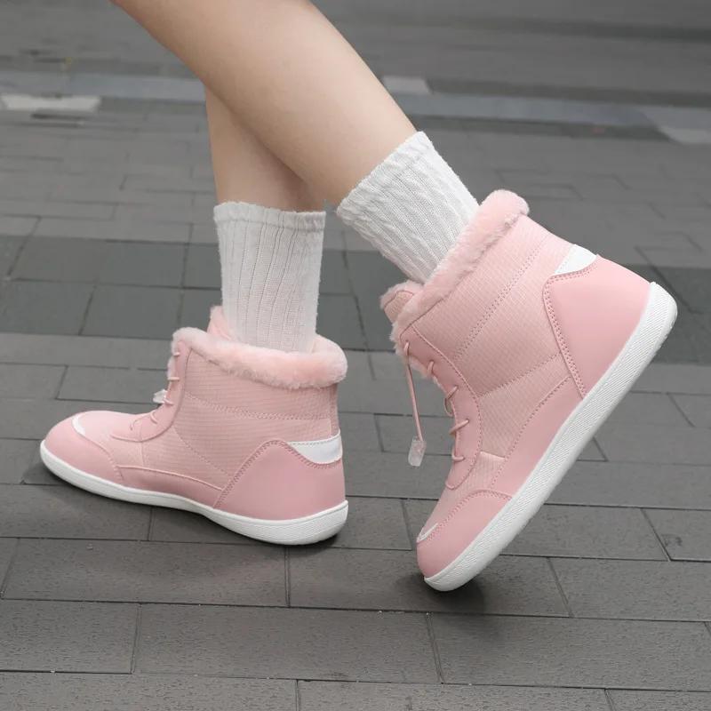 Women's Winter Snow Boots Fur Lined Barefoot Boots Wide Toe Box Ankle Booties Walking Boots Outdoor With Plush Cotton Shoes