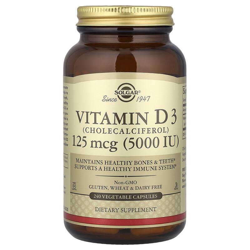 Vitamin D3 (Cholecalciferol), 125 mcg (5,000 IU), 240 Vegetable Capsules