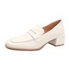 Retro Loafers Soft Leather Heels Two-way Shoes College Style Small Leather Shoes Slip-on Shoes for Women Thick Heels High Heels