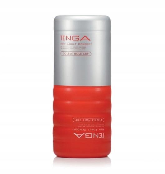 Tenga Dual Sensation Cup jednorazowy masturbator z dwoma otworami Medium