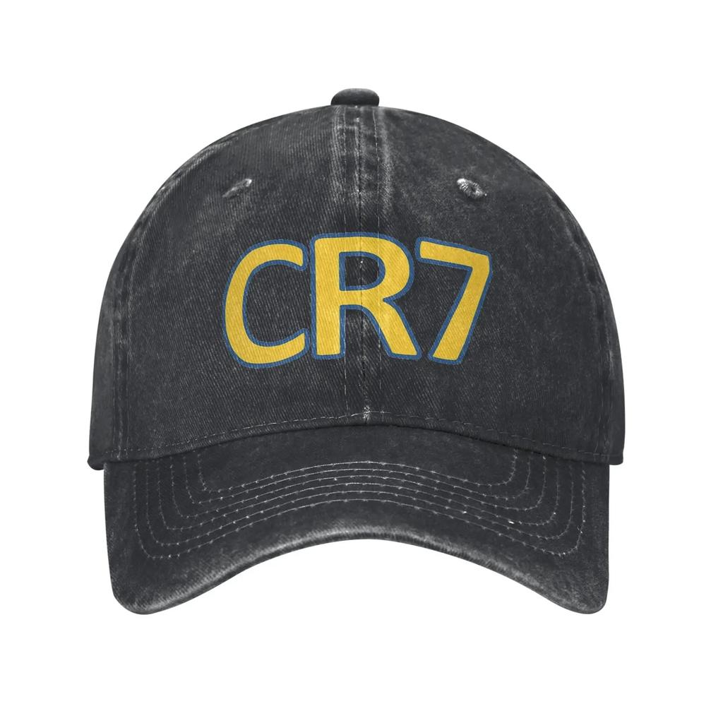 Vintage Number CR7 Football Baseball Caps for Men Women Distressed Denim Snapback Hat Soccer Outdoor Travel Soft Caps Hat