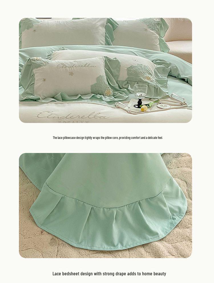 G5Z Корейский набор постельного белья "Принцесса и Подсолнух" - Большой пододеяльник и простыня на резинке, Девичий комплект из четырех предметов