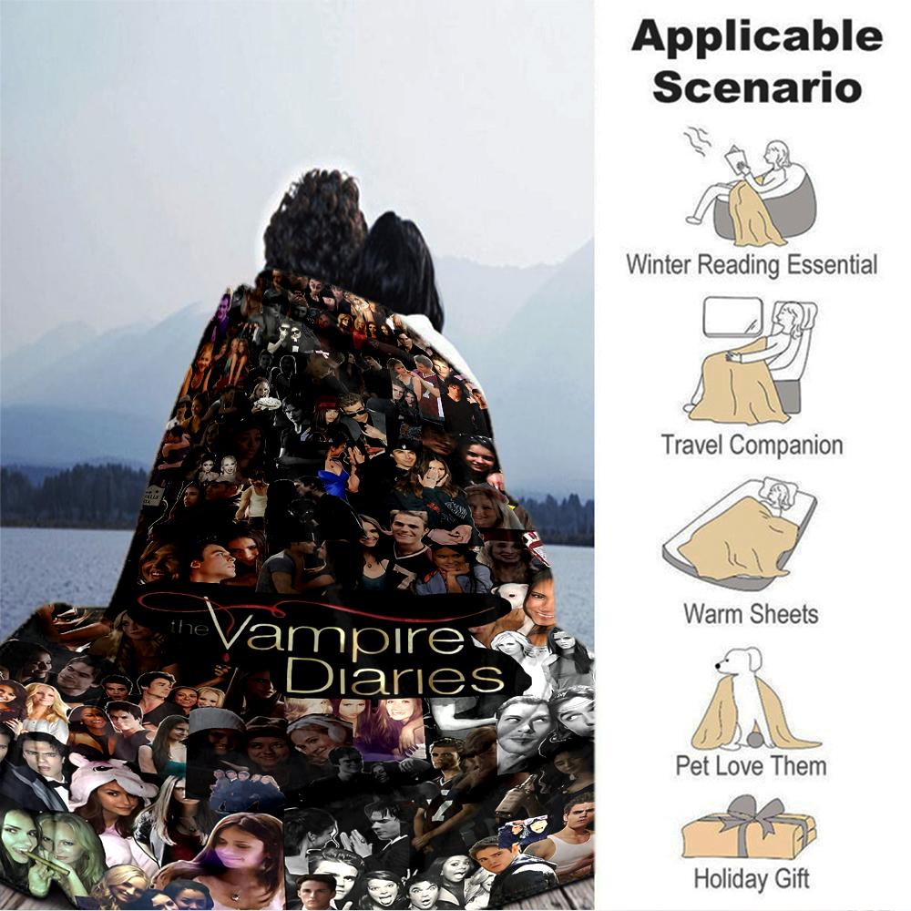 Vampire Diaries Collage Blanket Soft Throw Blanket For Home Bedroom Bed Sofa Travel Office Solid Christmas Blanket