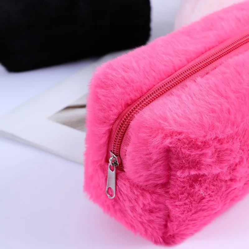 Новая простая модная плюшевая косметичка-клатч цвета конфет, переносная косметичка, косметичка, косметичка для путешествий, органайзер для набора косметики