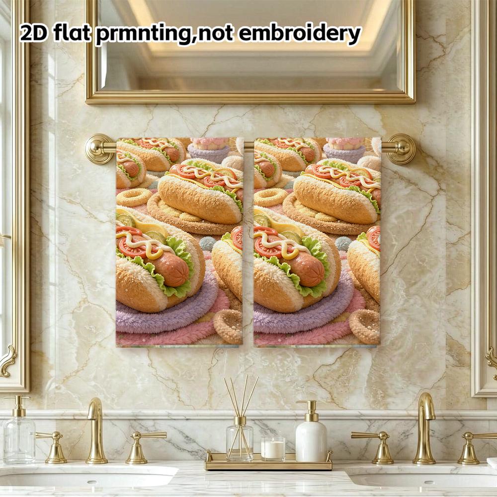 Plush Bunny Chef Kitchen Food Bath Towel, Soft Absorbent Kids Shower Towel, Hot Dog Donut Print Quick Dry Towel