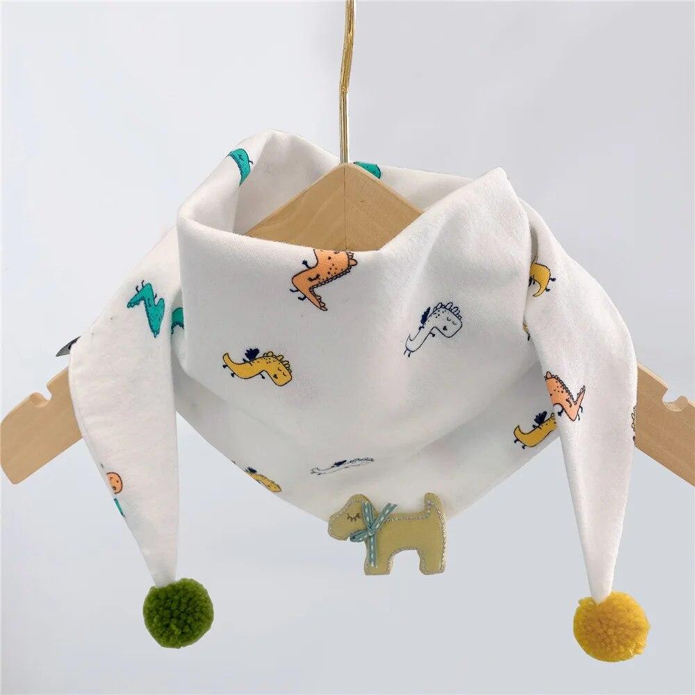 Хлопковый детский треугольный шарф, осенне-зимний теплый ветрозащитный шейный платок, детское полотенце, милый детский шарф с рисунком для мальчиков и девочек