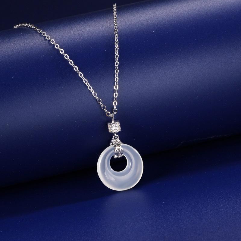 Ожерелье с пряжкой безопасности в стиле ретро для женщин, универсальное ожерелье с подвеской из натурального халцедона