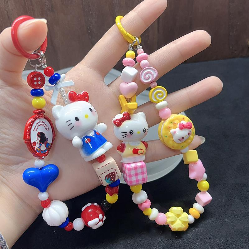 Дизайн Анимации Брелки Hello Kitty Подвеска из Бусин Подвески для Телефона Kawaii Брелок Kuromi Очаровательный Брелок Hellokitty Подарок Для Девочек