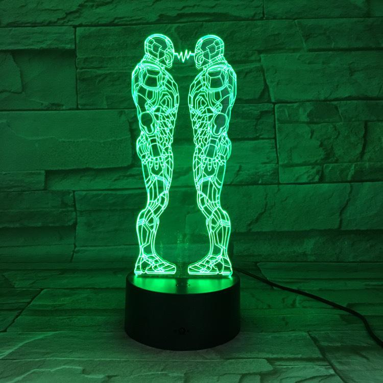 3D Ночник LED Мстители Железный Человек и Капитан Америка для детей