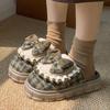 Ретро модные хлопковые тапочки с бантом осень и зима бархатные теплые домашние универсальные студенческие зимние комнатные хлопковые мопы
