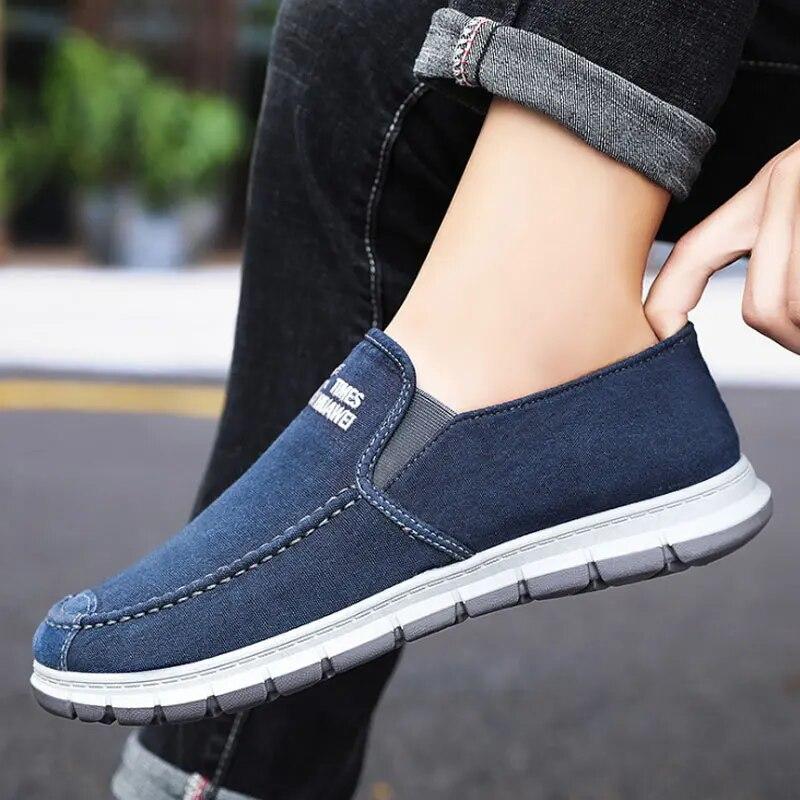 Men's Casual Canvas Loafers Shoes Slip On Fashionable Male Sneaker Breathable Blue Walking Shoes Men's Espadrilles Footwear