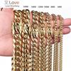 Stainless Steel Gold Color Cuban Chain Faucet Button Hip Hop Fashion Jewelry For Gift 6mm /10mm /12mm /14mm /16mm /18mm