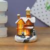 62KD Рождественский светодиодный светящийся миниатюрный снежный домик, полимерное украшение, деревенская сцена, на батарейках, светящаяся фигурка, рождественский декор