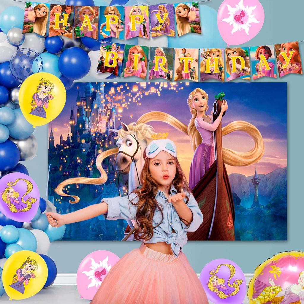 112pcs Cartoon Birthday Decorations,Cartoon Party Decorations& Tableware Set-Birthday Plates Napkins&Balloons Banner Cake Topper etc