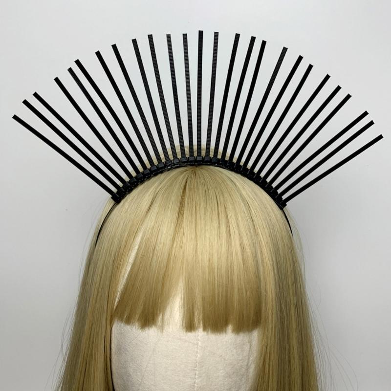 Темный ободок Корона ангела Ободок Свадебные тиары Божественный головной убор принцессы Обруч для волос Барочные тиары с шипами