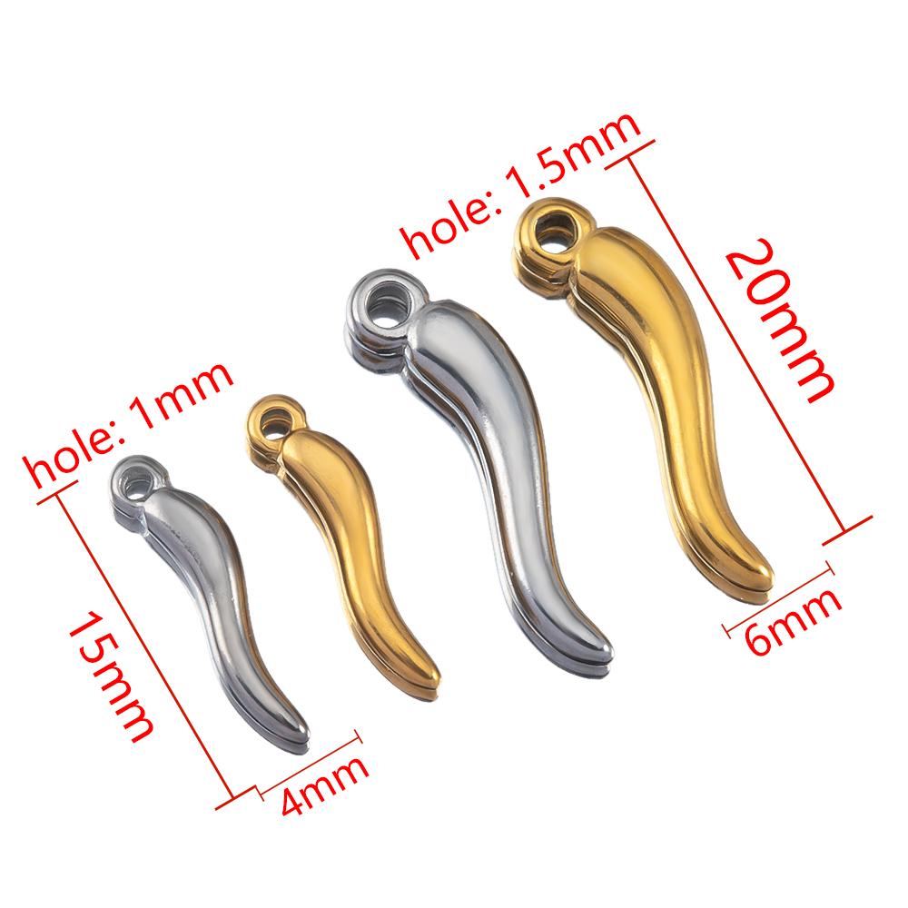 5pcs Stainless Steel Pepper Charms Simulated Vegetables Earrings Pendant for Necklaces DIY Jewelry Making Supplies 15mm 20mm