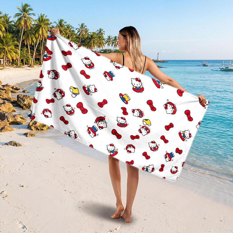 Large Beach TowelHello Kitty Soft Absorbent Towel Beach Bath Home Use